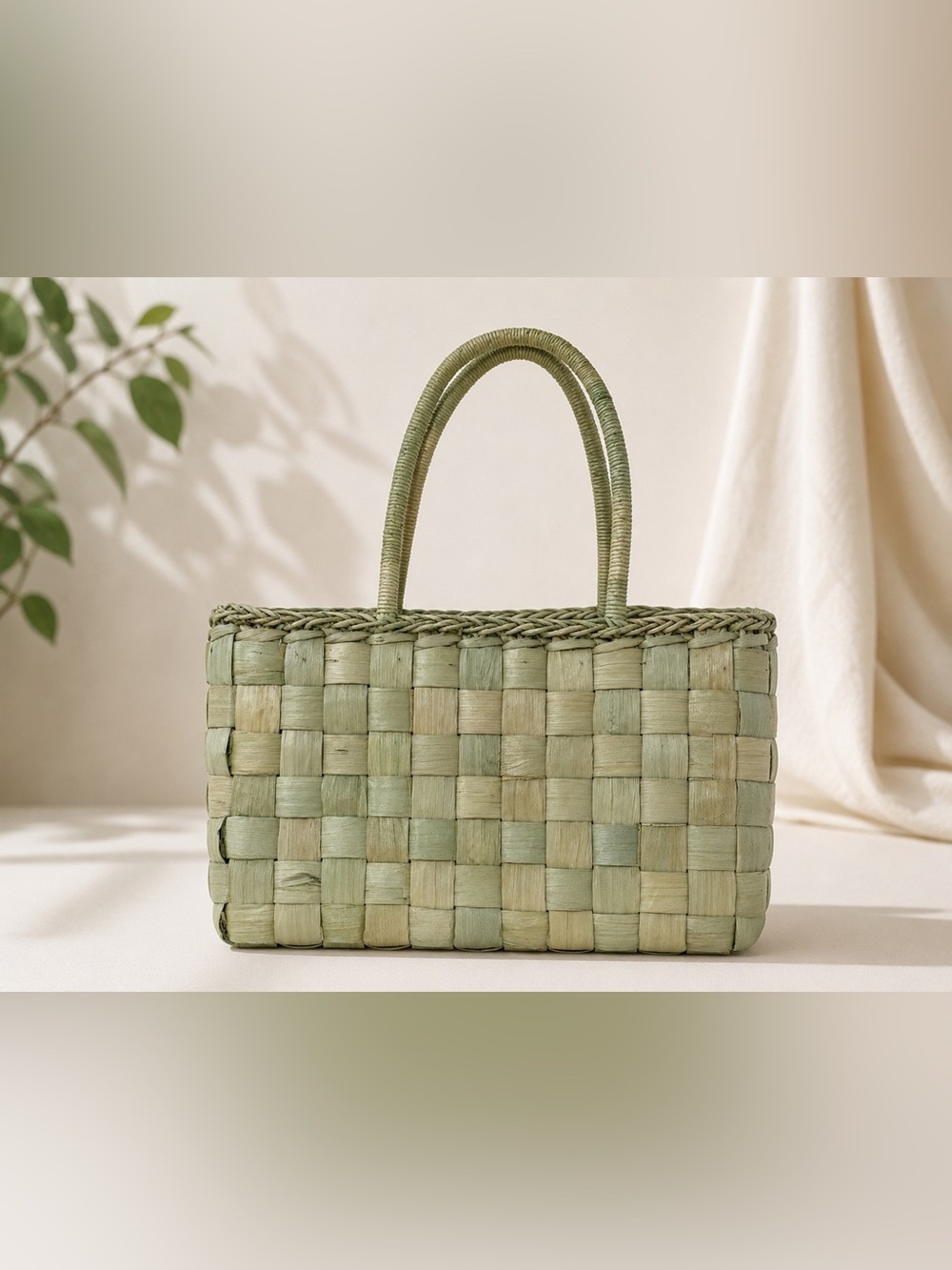 Straw Studios Handwoven Straw Beach Bag Natural Woven‎ Basket Shoulder Purse